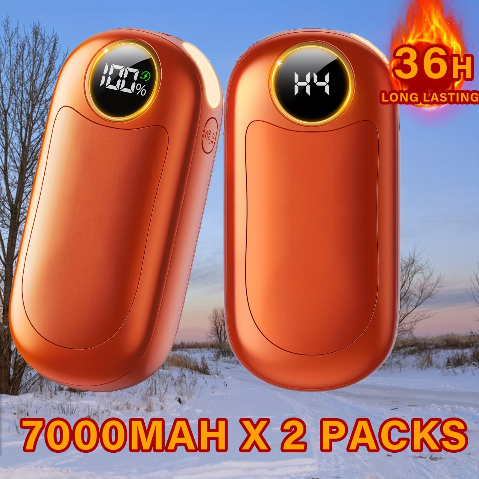 TEMU 2 Pack Hand Warmers Rechargeable, Dual-sided Electric Hand Warmer With Power Bank, Led Light, , Portable Pocket Heater Reusable Handwarmer, Gifts For Men, Women
