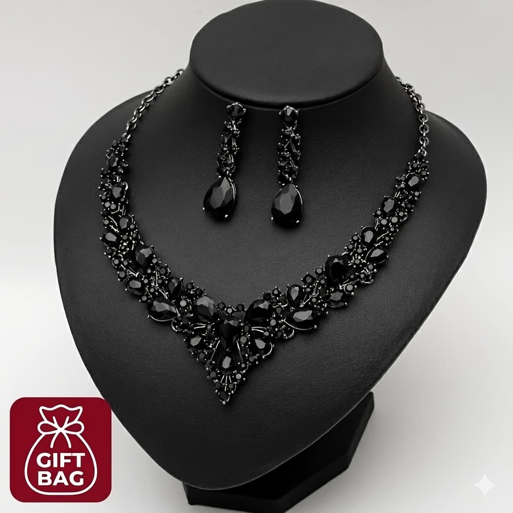 TEMU Set Of Bridal Jewelry Including An Crystal Necklace, Earrings, Bracelet, And Ring, Perfect For Wedding Parties And As Gifts For Women