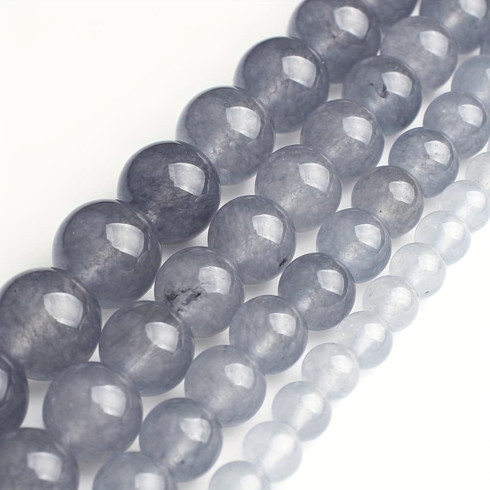 TEMU 6/8/12mm A+ Natural Chalcedony Fashion Loose Spacer Beads For Jewelry Making Diy Unique Bracelets Necklace For Men Gifts Women Gifts, 61-30pcs