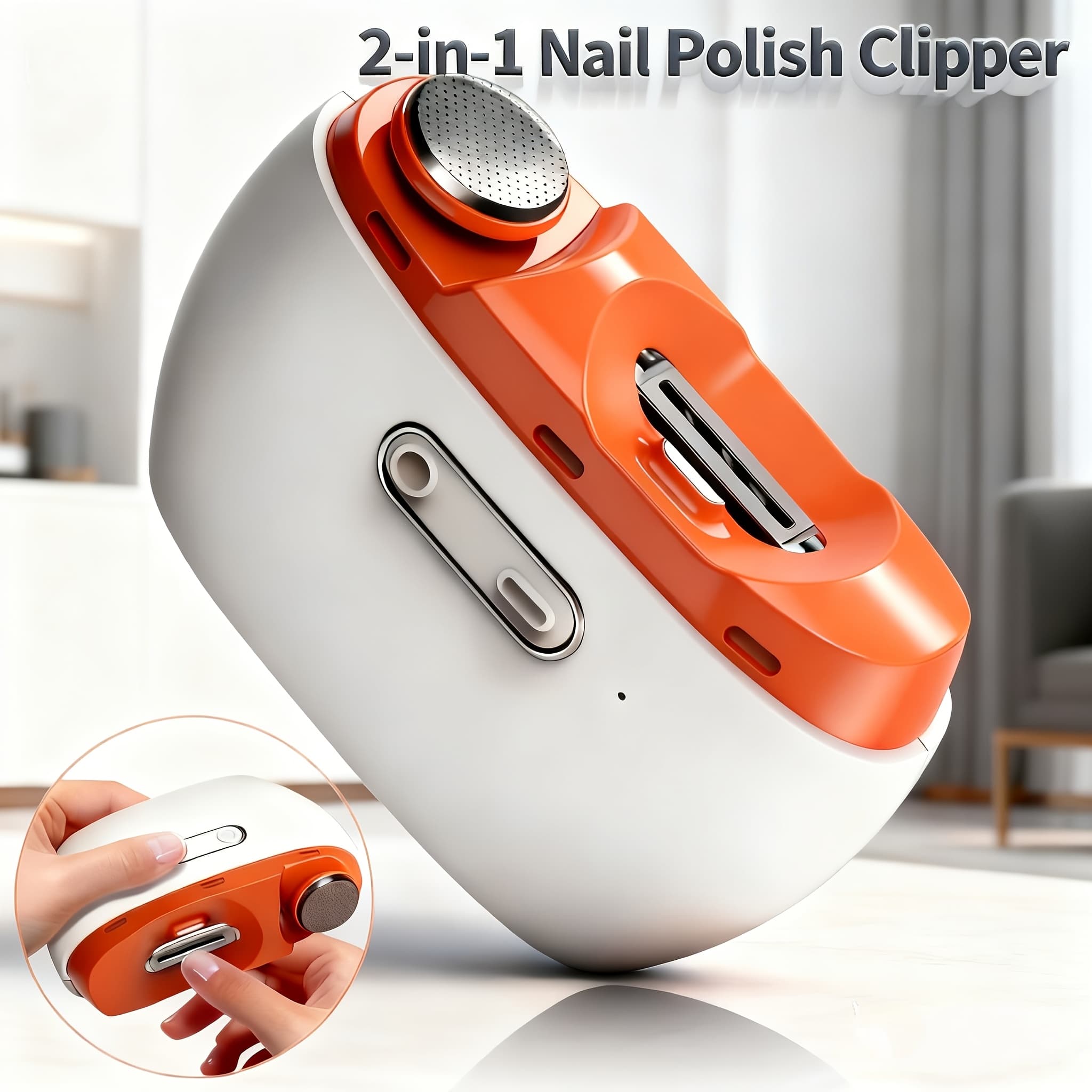 TEMU Electric Nail Care Kit: 2-in-1 Clipper & Polisher With Led Light, 2 , Rechargeable For Home & Travel, Safe & Smooth Nail Trimming