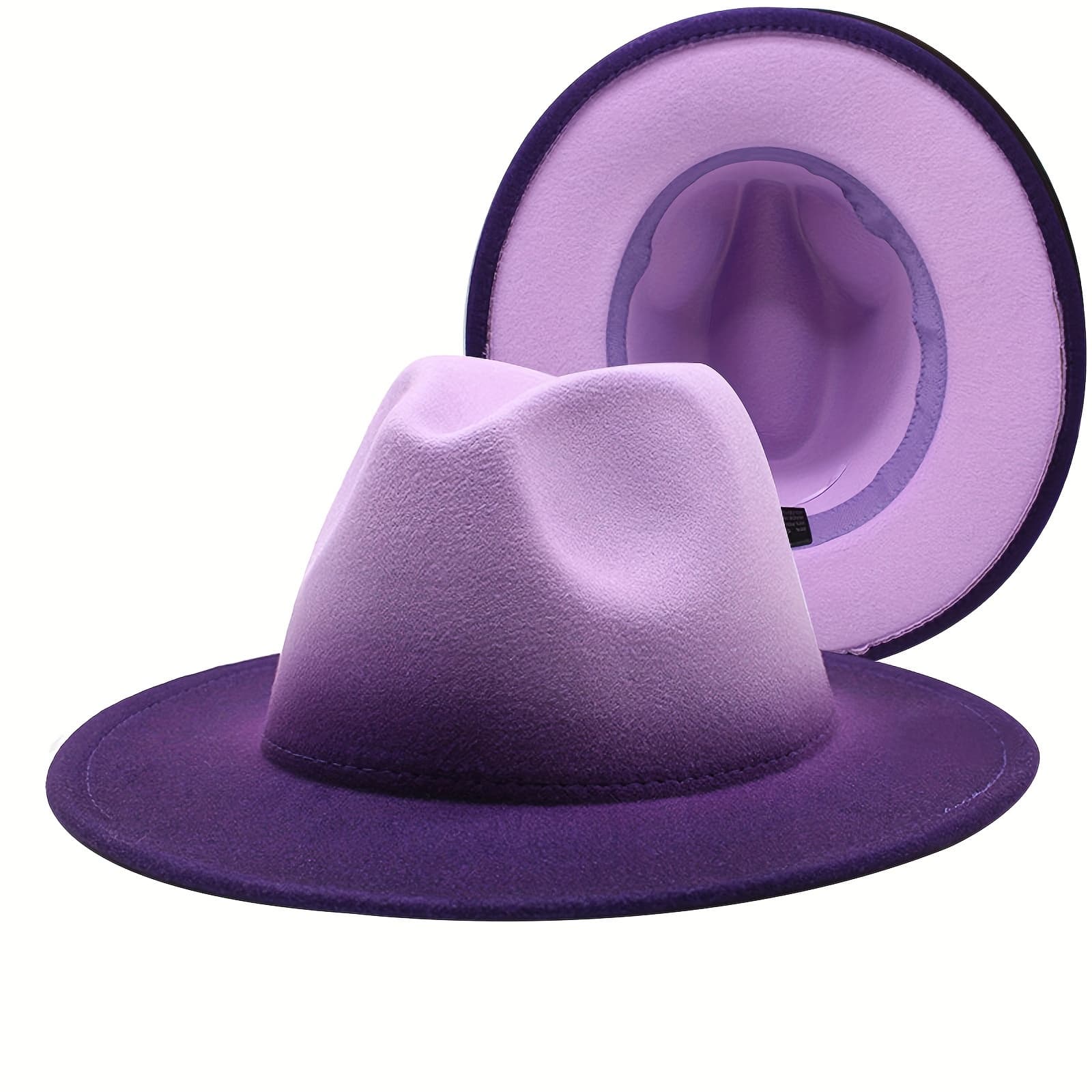 TEMU Flongo Women Men Classic 2 Tone Gradient Color Wide Brim Fedora Hat Jazz Panama