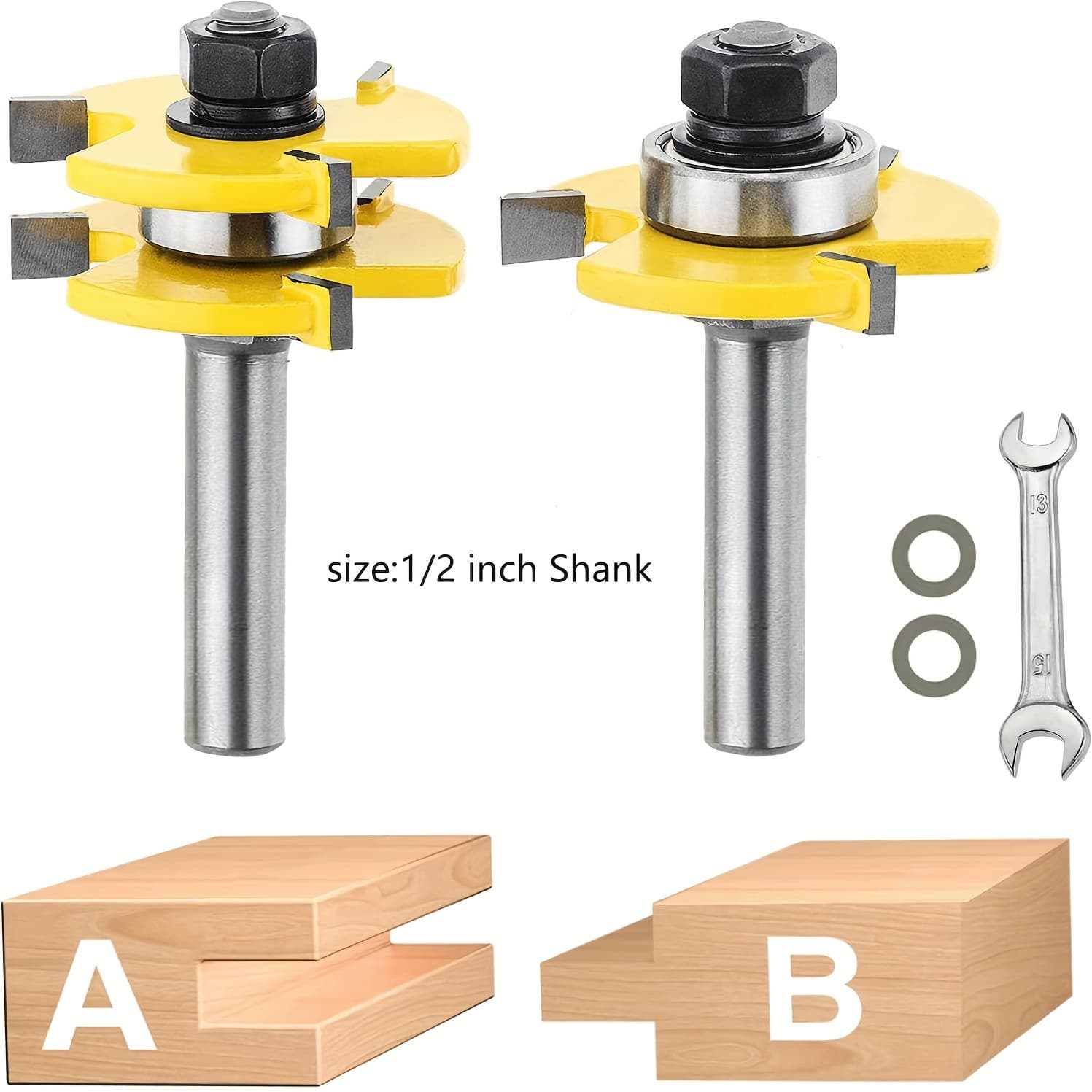 TEMU Nc Nc Tongue And Router Bit Set, 2pcs Wood Milling Cutter For Woodworking