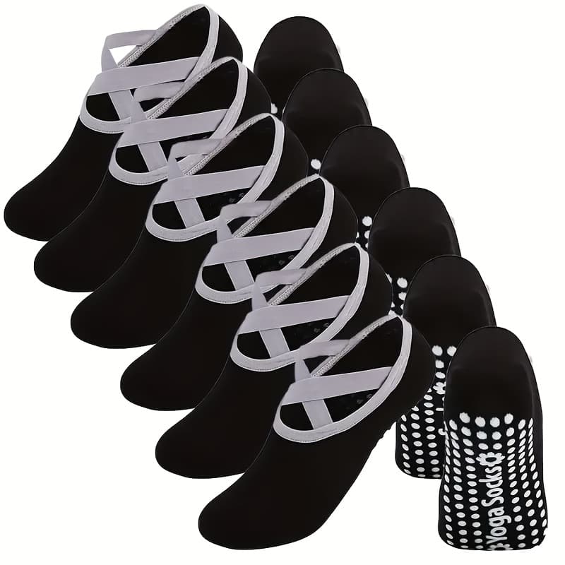 TEMU 6 Pairs Women's Fashion Comfortable Breathable Non-slip Sole Indoor Pilates Exercise Yoga Socks Suitable For Indoor Dance Workout Athletic Socks