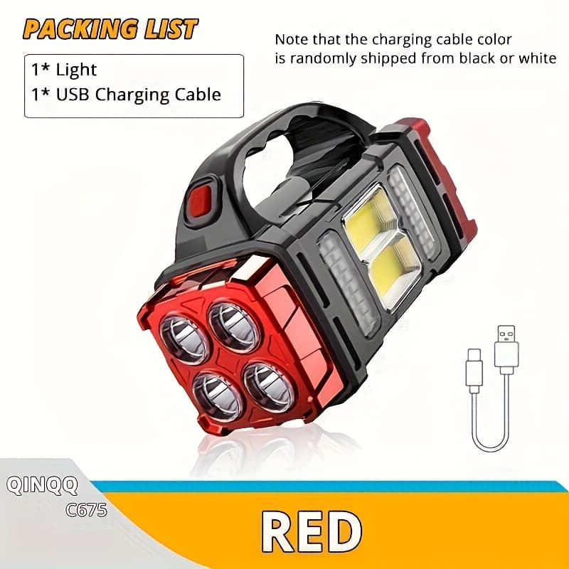 TEMU 1pc Solar Camping Light - Bright, Portable, Waterproof , Rechargeable, Power Bank, Usb, Led Flashlight Torch With Long-lasting , , And Versatile Charging Options