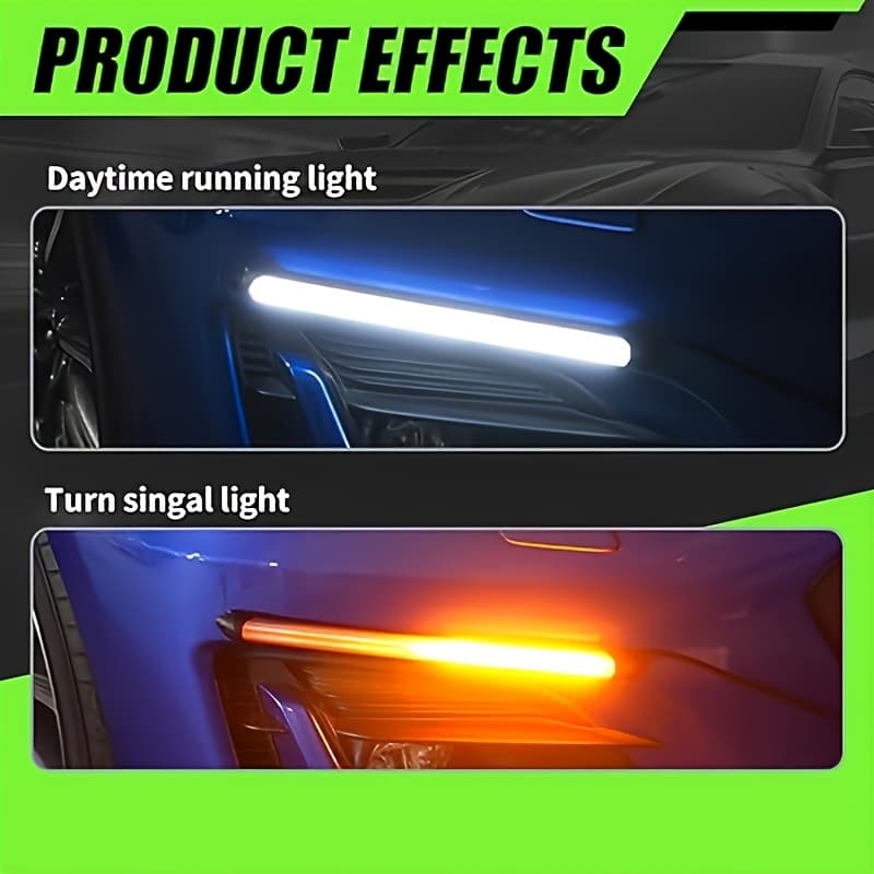 TEMU Led Car Daytime Running Light Strip, 2 Drl Turn Signal Lights For Front Bumper Light, 9.25 Inches/23.5cm, Turn Signal Tail Light Kit, Gift, No Battery