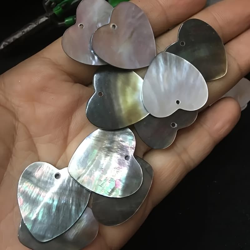 TEMU Set Of 10 Handcrafted Heart-shaped Pendants Made , Perfect For Earrings Or Necklaces With A Hawaiian Ocean Theme