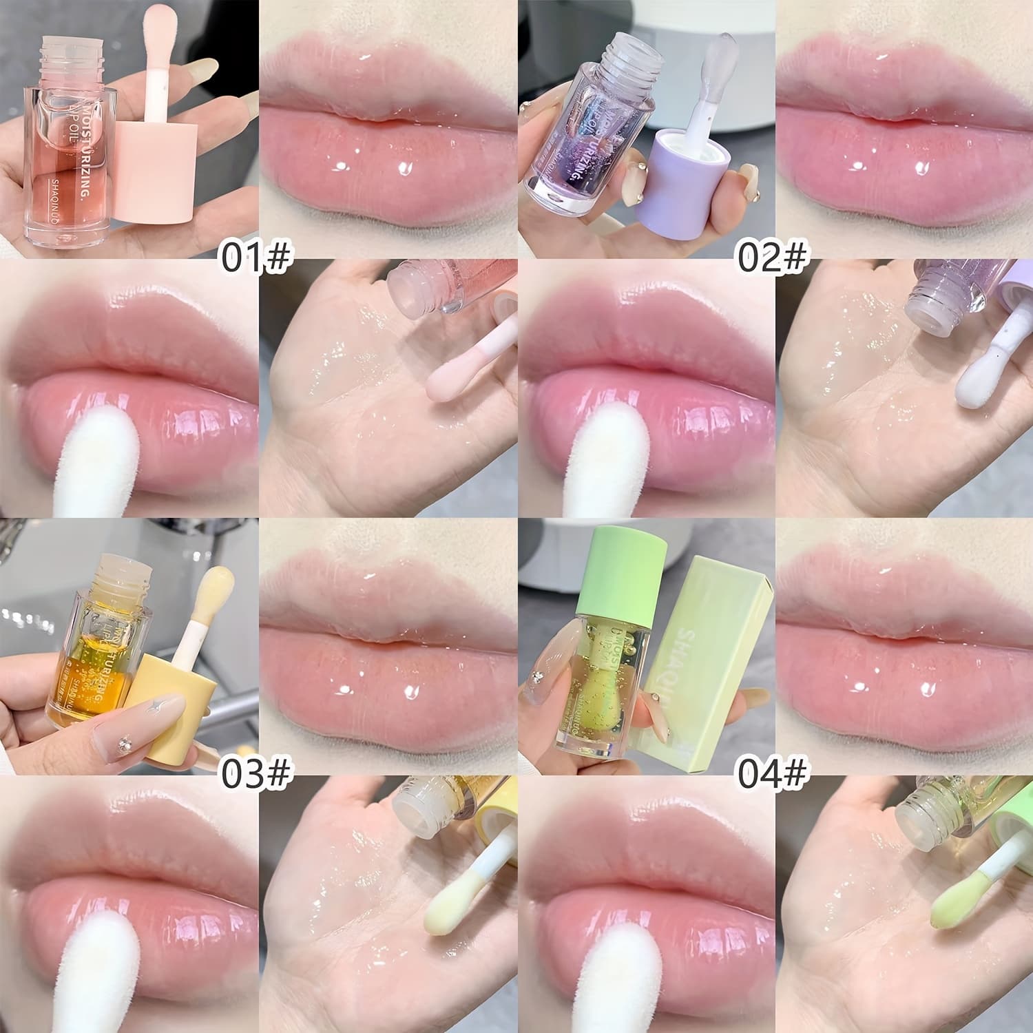 TEMU 4pcs Berry Tinted Lip Oil Gloss Balm - Plumping Lip Care Serum With Glass-look Suitable For Types, Hydrating Jelly Lip Gloss Suitable For Valentine's Day, Gifts, Fruit Flavored Berry Lip
