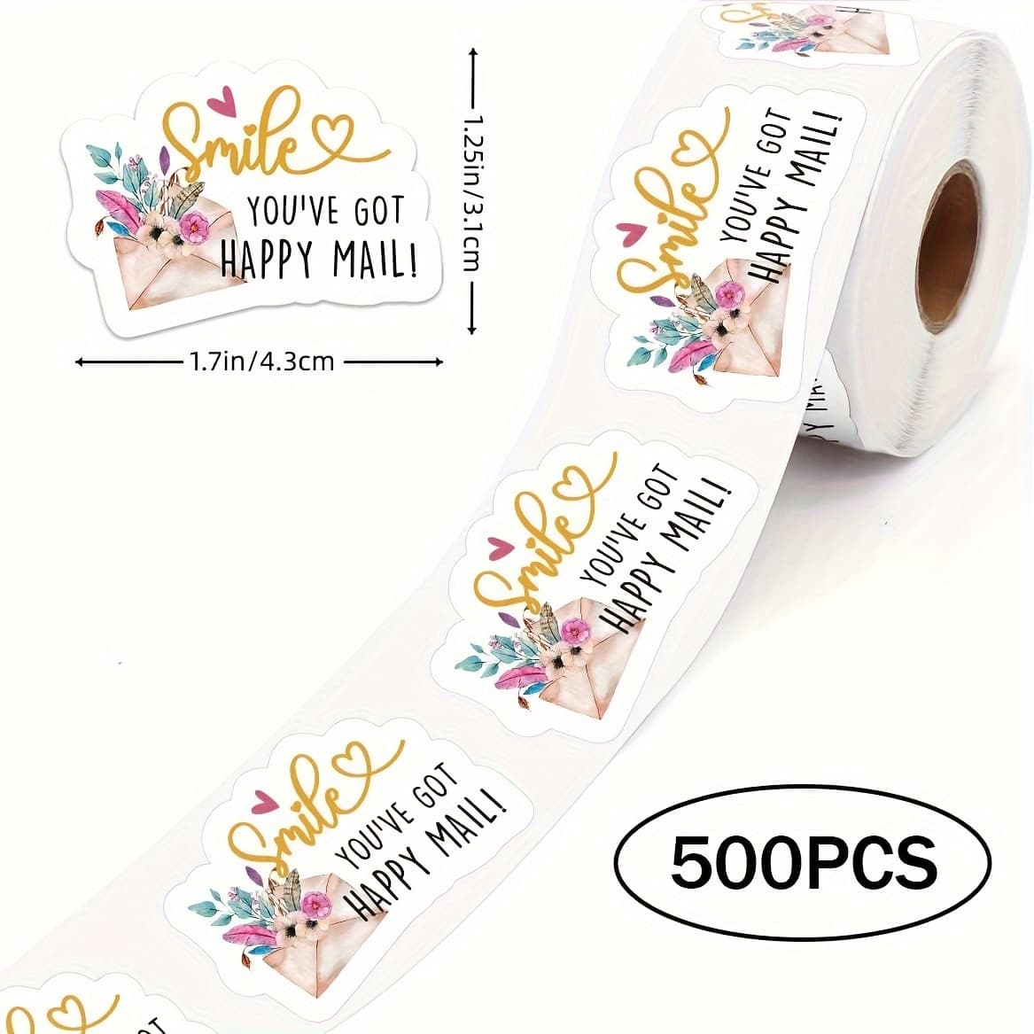 TEMU 500 Cute Happy Emails Thank You For You Put On, Fun Small Business Envelope Stickers For Business Bags, Online Retailers Mail Envelope Stickers On Paper