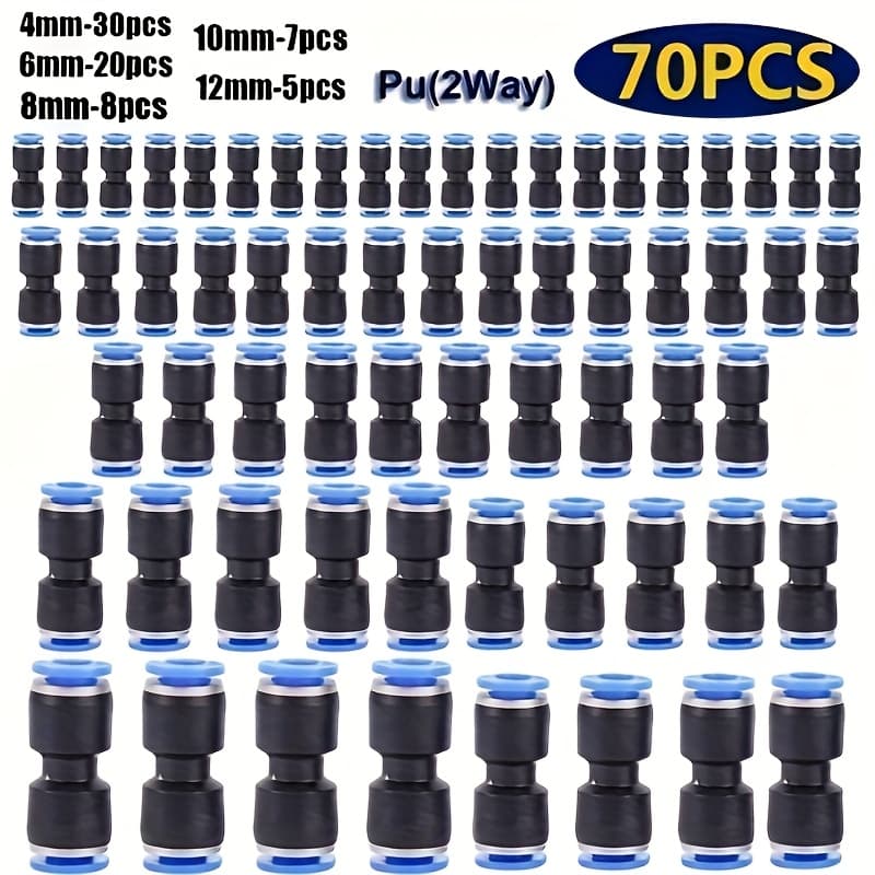 TEMU New Pu4/6/8/10/12 Pneumatic Quick Connect Fittings, Straight Push In Fittings, Fittings, Couplings