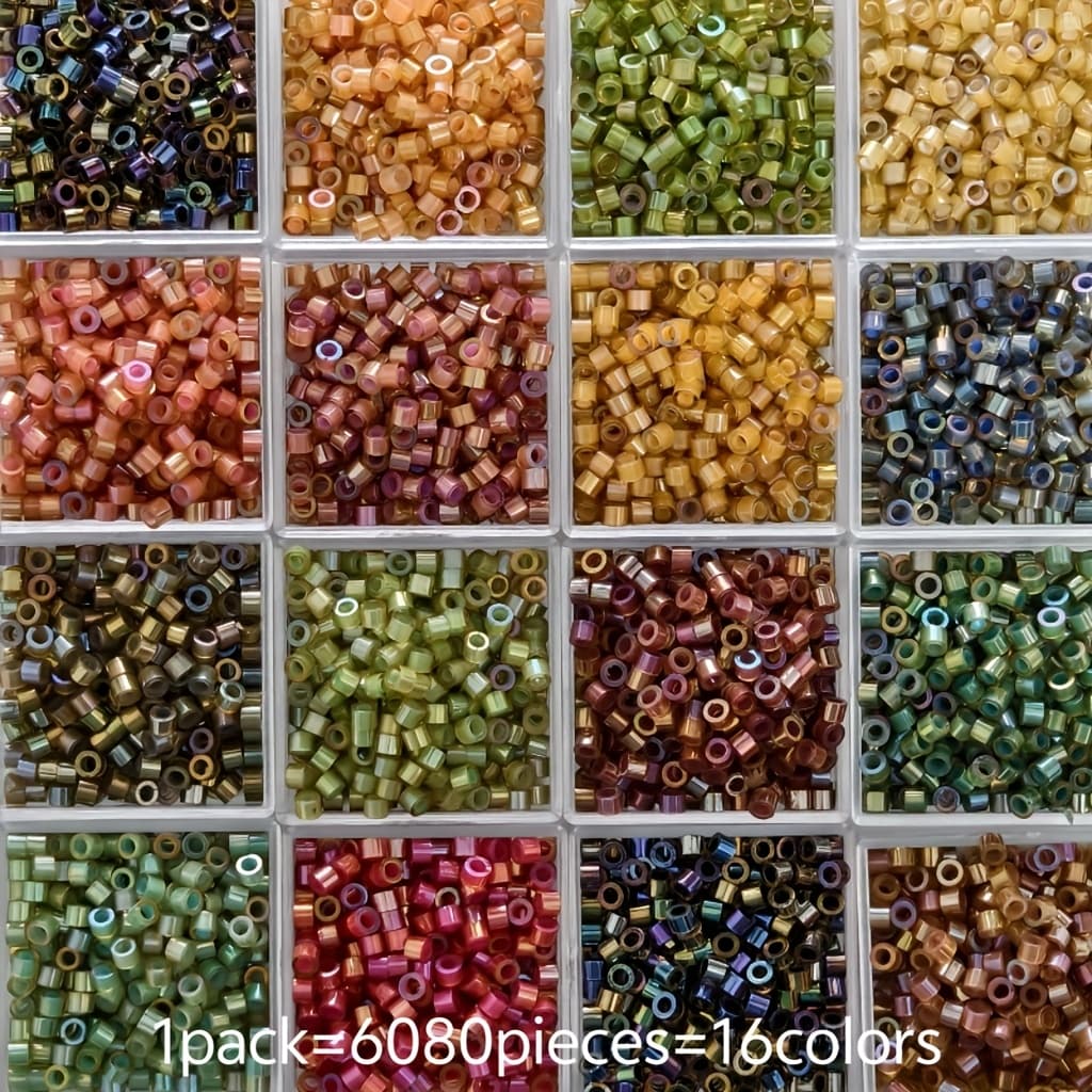TEMU 6080pcs 16 Colors, Premium 2.5mm Glass Beads, Special Iridescent Dyed-core Glass Rice Beads, Handmade Diy Beaded Bracelet & Necklace Accessories, Gift Set For Mom ,