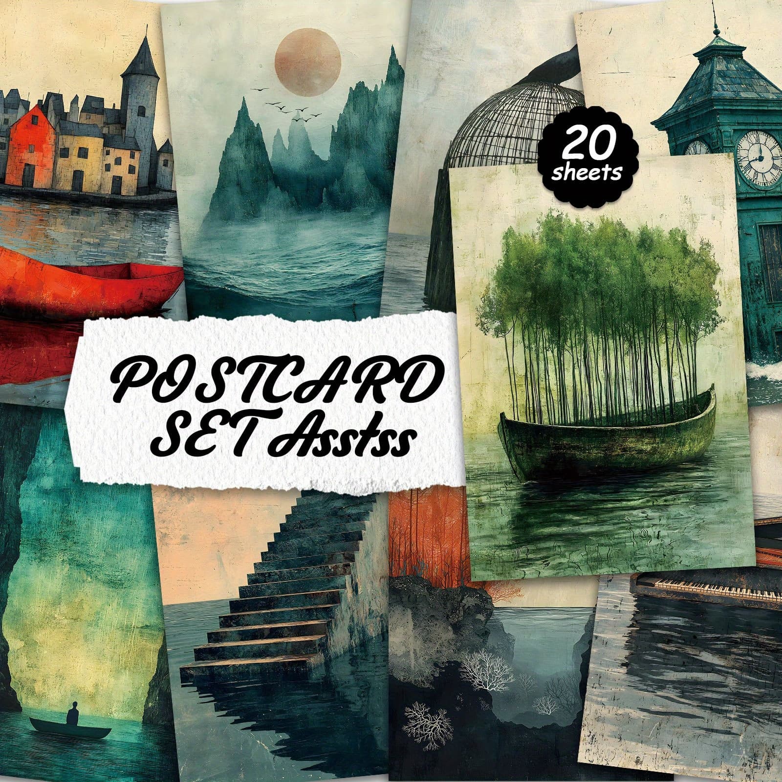 TEMU A Set Of 20 Commemorative Postcards That Used For Cardboard Writing, Smooth , English Scrapbooking, Rubbish Diaries, Crafts, Greeting Cards, Holiday Greetings, Gifts.