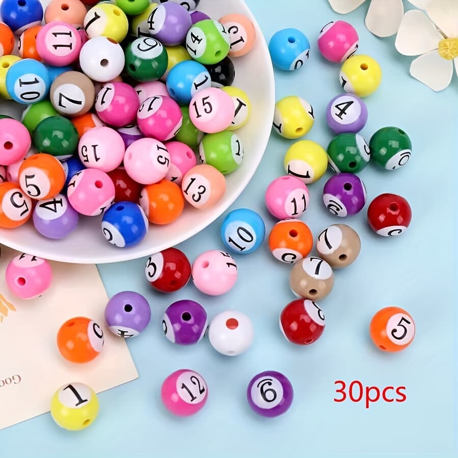 TEMU 11mm Billiard Ball Resin Beaded Loose Beads Mobile Phone Chain Keychain Additions Handmade Car Hanging Decoration Materials