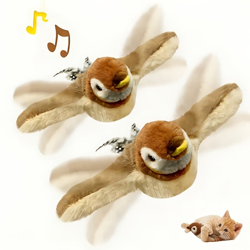 TEMU Free Cat Toy (quantity: 2) Indoor/outdoor Rechargeable Cordless Flying Bird Cat Toy, Fluttering And Jumping, Usb Lithium Battery, Full-size Pet Flying Bird Cat Toy With Wings, Pet Toy.