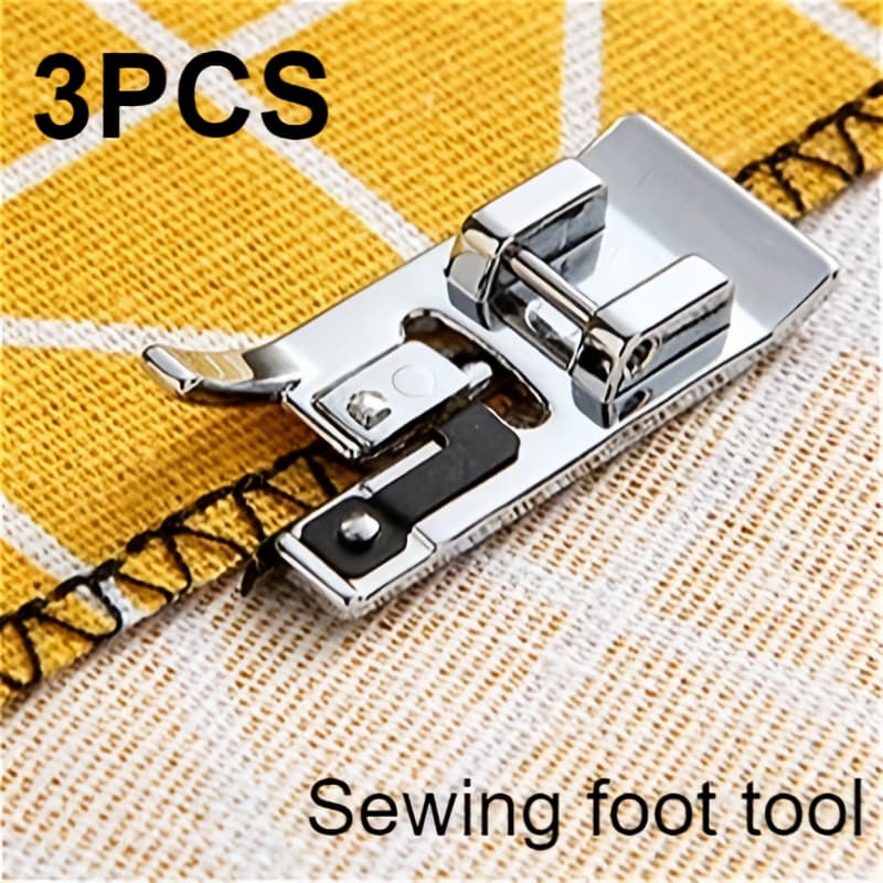 TEMU 3pcs Sewing Machine Overlock Presser Foot Set - Metal Material, Precision , Make The Fabric Edge Neat, Very Suitable For Sewing Machines, Easy For Daily Maintenance