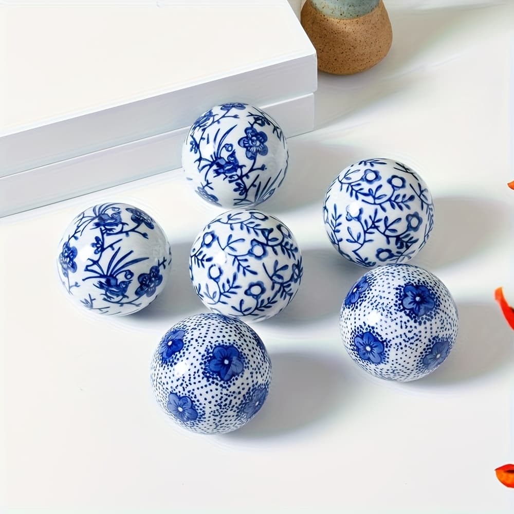 TEMU 6pcs Set Porcelain Balls - Decorative Vase Fillers For Home, Garden, Wedding, And Holiday Centerpieces