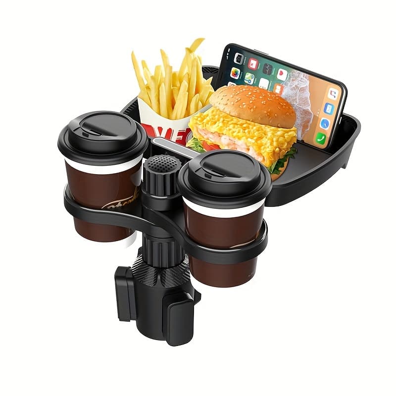 TEMU 3-in-1 Multifunctional Cup Holder Extender With Detachable Tray, Cup Holder Tray, And Dining Table, Used For Eating And Cup Holder Rotating Tray, With For Dual Cup Holders