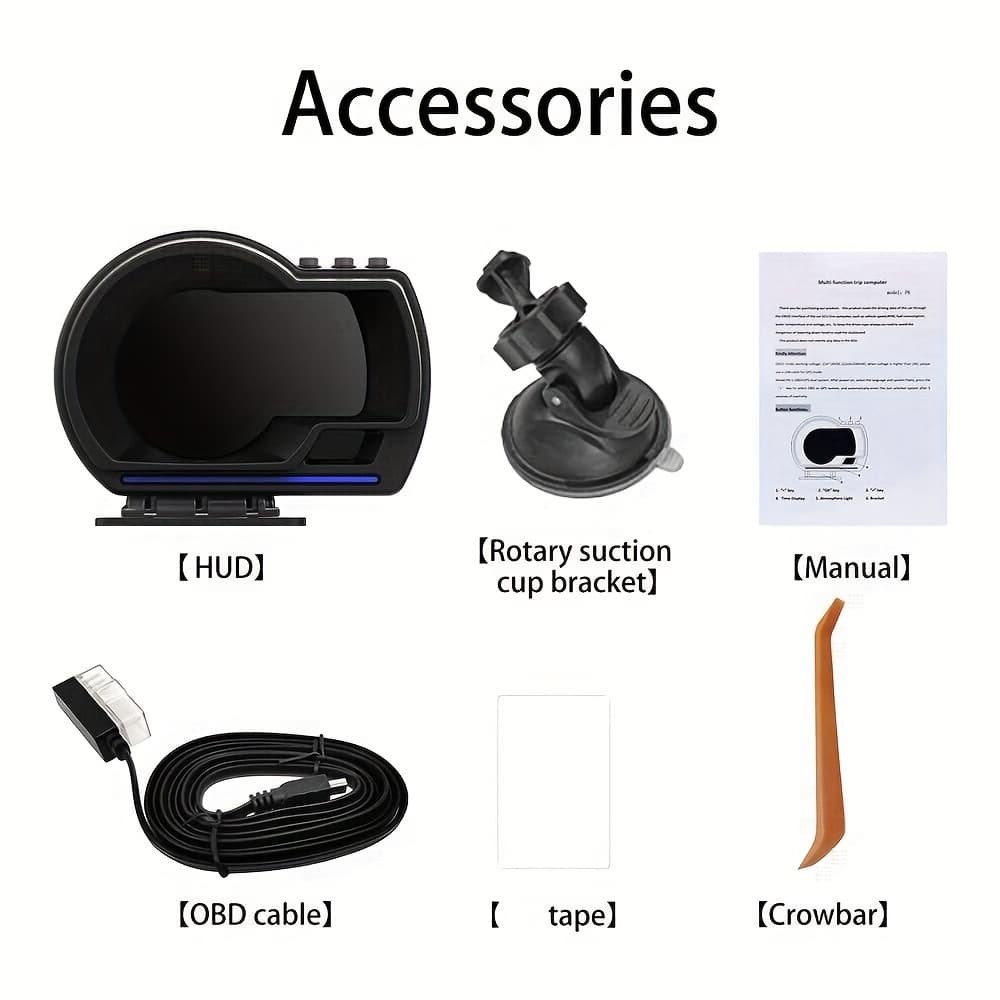 TEMU Hikity 3'' Km/ H&mph Hud +gps Car Head Display Speedometer Alarm Voltage Fuel Consumption, Without Battery