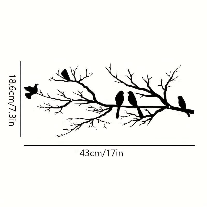 TEMU 1pc, - Bird Art On Wall, Black Silhouette Branches With Birds, Outdoor Hanging Wall Sculpture, Balcony And Garden Decoration