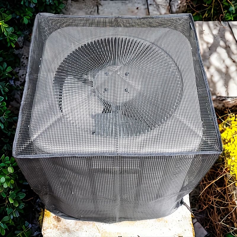 TEMU Black Mesh Outdoor Air Conditioner Cover, Ventilated Design For Cooling And Protection, Fits Units, Durable Material, Air Conditioner Shield Mesh Design Cover, Protective