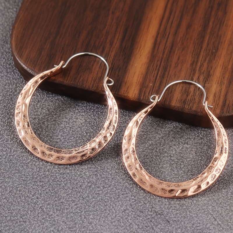 TEMU Oversized Copper Hoop Earrings In A Bohemian Style, Featuring Large Rio Hoops