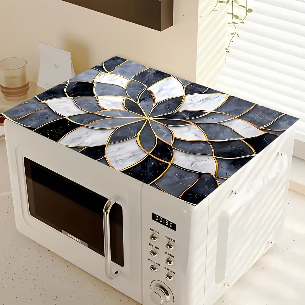 TEMU 1pc 2d/ Flat Black And -effect Flower Stove Top Protectors, Luxurious Rubber Stove Cover Protector, 28.3 X 20.5 Inch, Suitable For Upscale Kitchens, Elegant Dining Areas