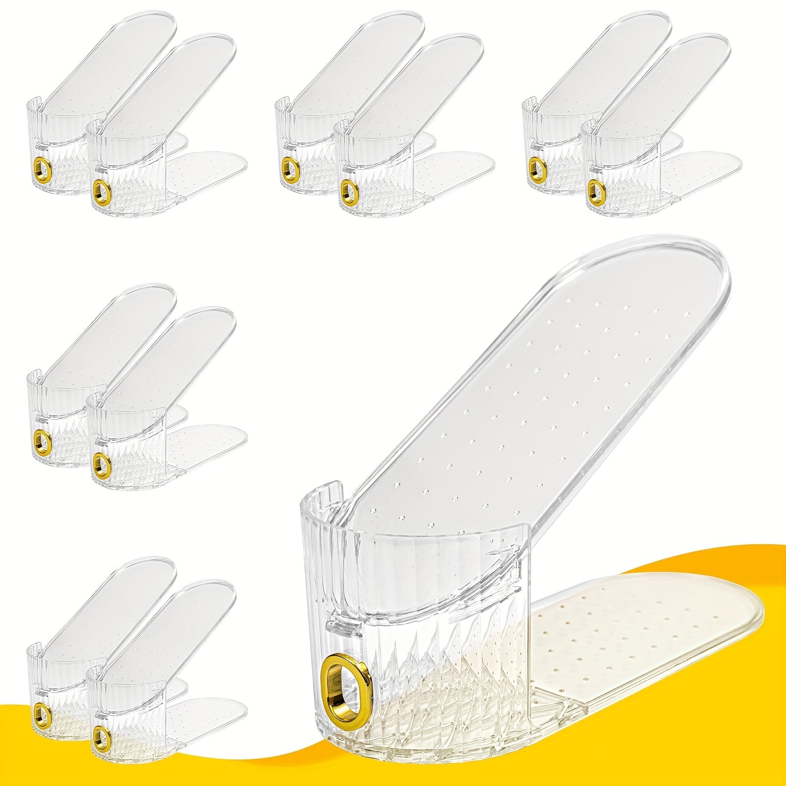 TEMU Set Of 10 Shoe Storage Slots, Adjustable Two-tier Shoe Organizer, Ideal For Showcasing Shoes Or Organizing A Shoe Cabinet
