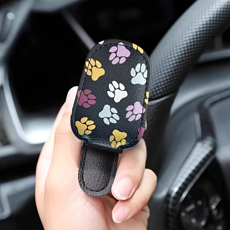 TEMU 1 Cute Holder, Magnetic Pu Leather Clip For Sun Visor, Eyeglass Holder, Interior Sun Visor Accessory