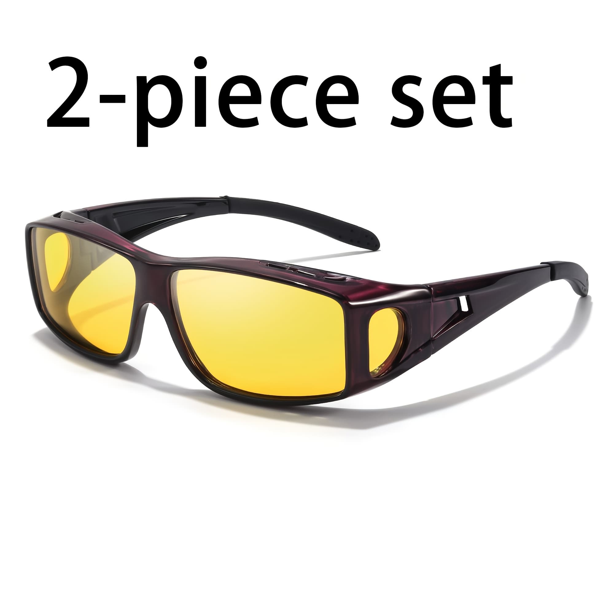 TEMU 1pc/ /2pcsnight Vision Glasses Suitable For Wearing Glasses, Polarized Yellow Lens For Night Driving, Ideal For Daily Leisure, Eyewear, Glasses, Durable Glasses