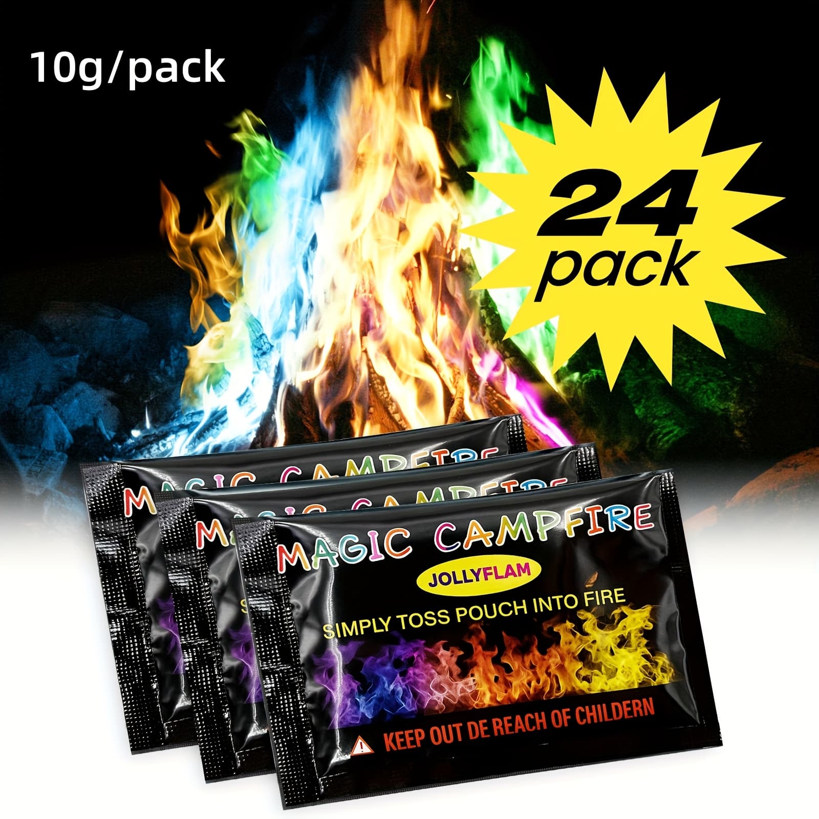 TEMU 24/36/60 Color Changing : Mystical Flames Color Fire Packets For Outdoor Fire Pit | Campfire | Bonfires | Fireplaces - Camping Essentials & Outdoor Party Accessoriesac