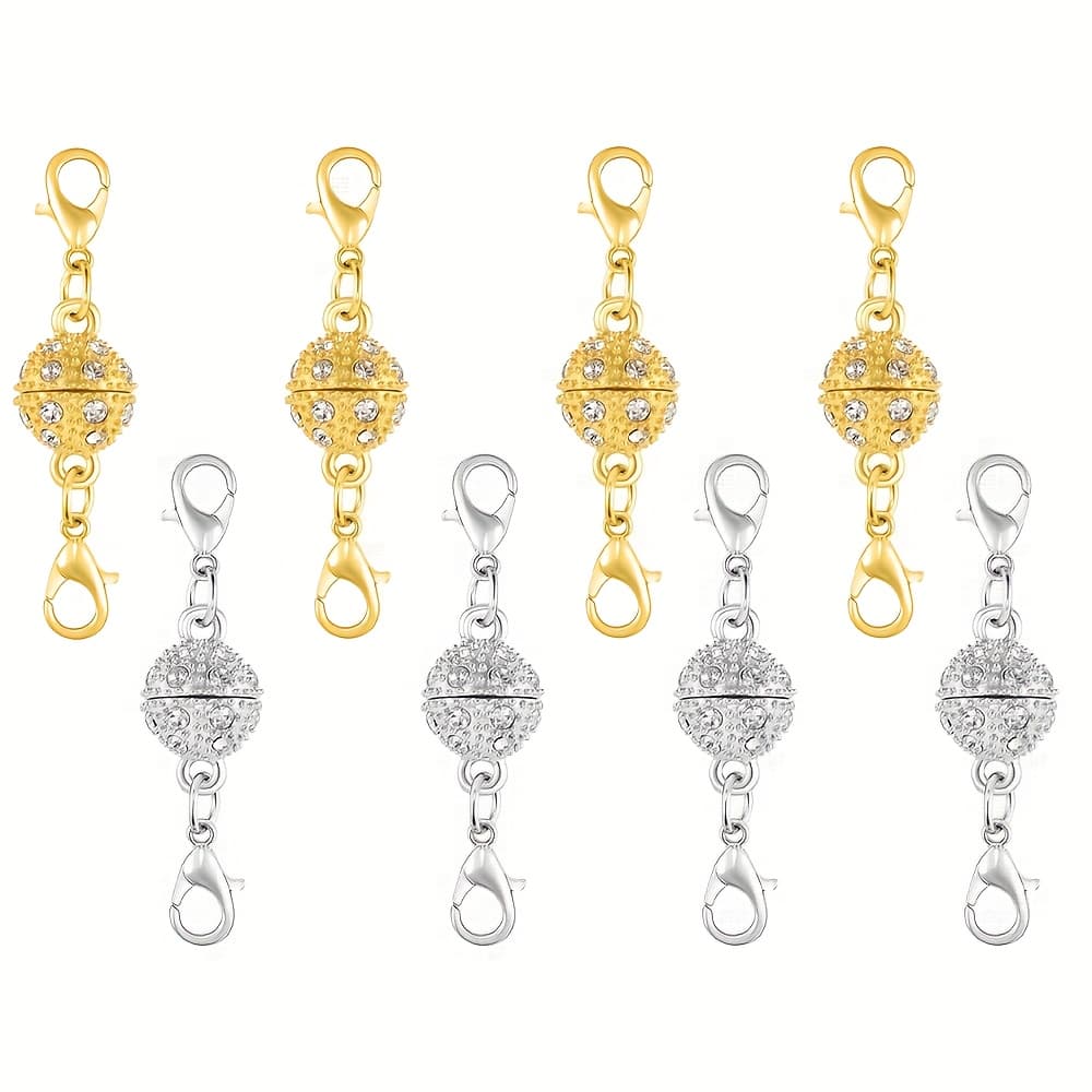 TEMU Magnetic Clasps For Jewelry, Featuring Crystal Ball Connectors With Lobster Clasps, Designed For In Necklace Closures