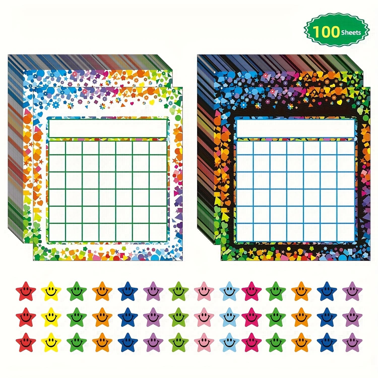 TEMU 100 Reward Charts Suitable For Classroom And Home Behavior Incentives, Designed Styles With 50 Charts Each, Accompanied By 2400 Star Stickers, Positive Behavior And Chores Rewards.