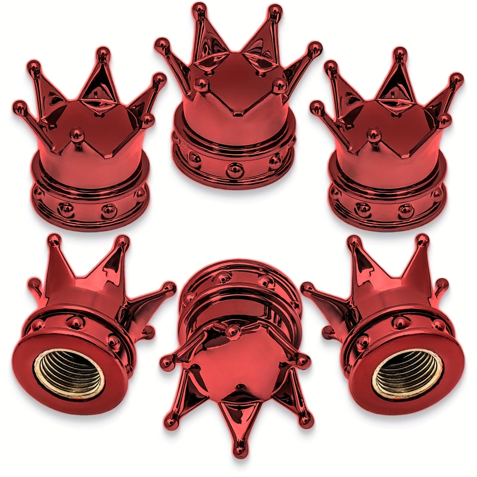 TEMU Set Of 5 Decorative Crown-shaped Tire Valve Caps For Motorcycles And Cars, Designed To Keep And Add A Touch Of Sparkle