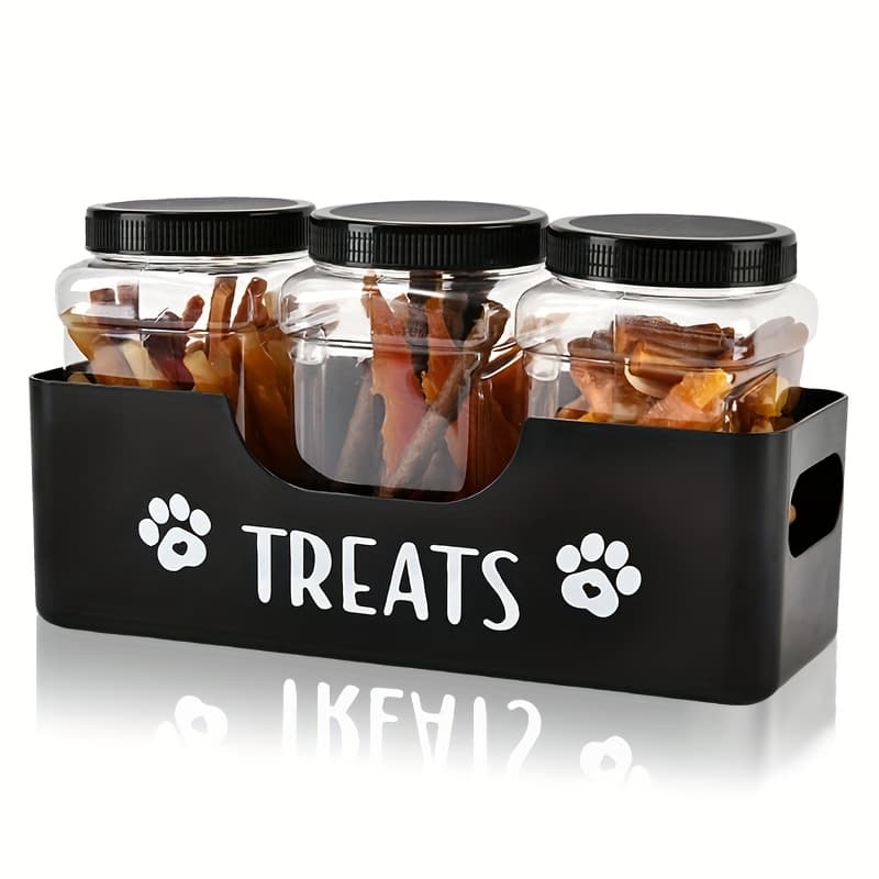TEMU 3pcs Airtight Plastic Jars Box Set - Durable Farmhouse Style Pet Food Storage Container For Dogs And Cats, 1 Pack