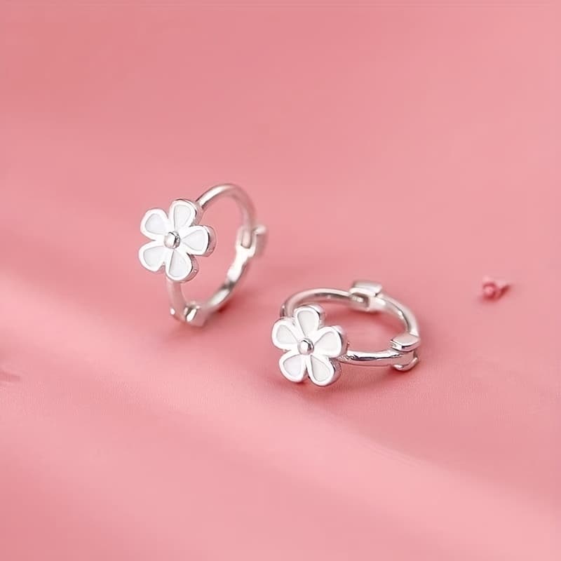 TEMU S925 Sterling Silver Women's Fashion Earrings, Earrings Sterling Silver Cute Flower Lightweight Women's Earrings, Suitable Gifts For Daughter, Girlfriend, Mother And Best Friend
