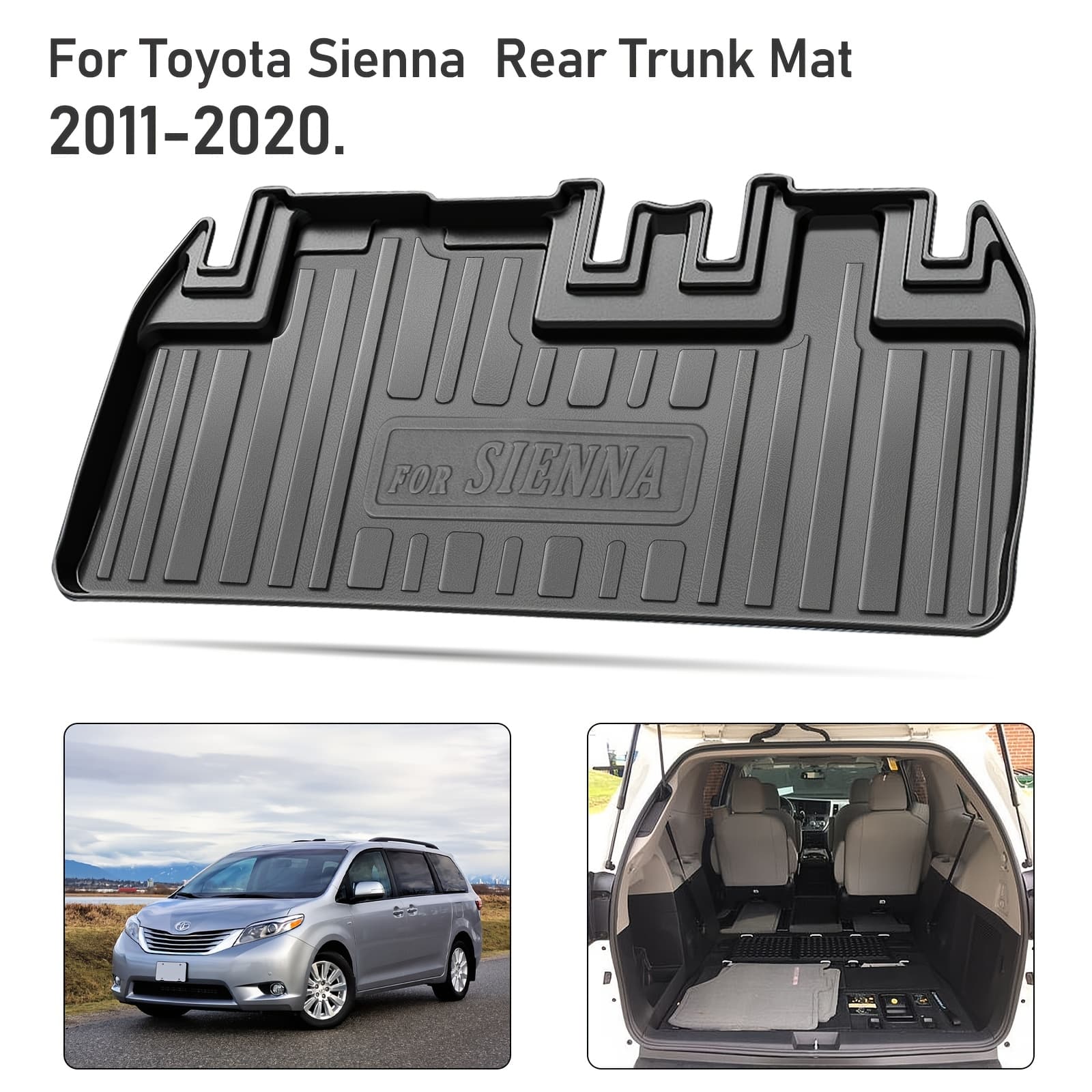 TEMU All Weather Rear Cargo Liners Trunk Tray Floor Mat For 2011-2020 For Sienna Heavy Duty Tpe Rubber Pad