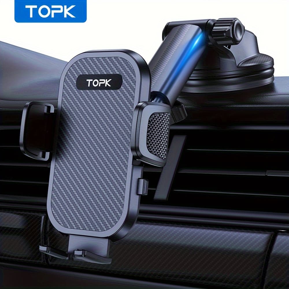 TEMU Topk D42n Car Phone Mount, Upgraded Support Full-range Adjustment Cell Phone Holder For Dashboard Automobile Compatible With All Smartphones