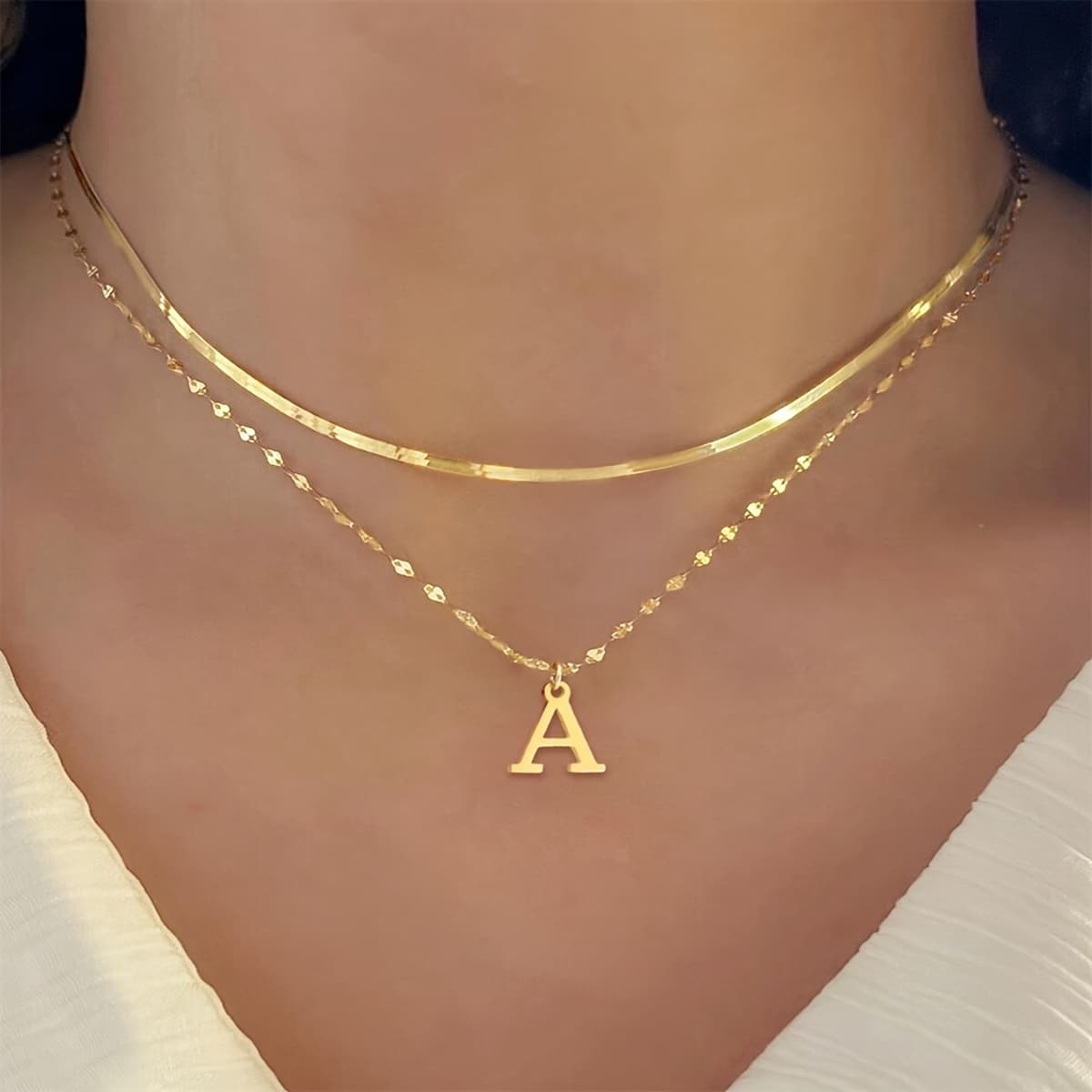 TEMU Elegant Golden-tone 316l 316l Stainless Steel Letter Necklace A-z Letter - Chic Lobster Clasp, Perfect For Casual Or Formal Occasions, Casual Jewelry|minimalist Jewelry|durable Jewelry