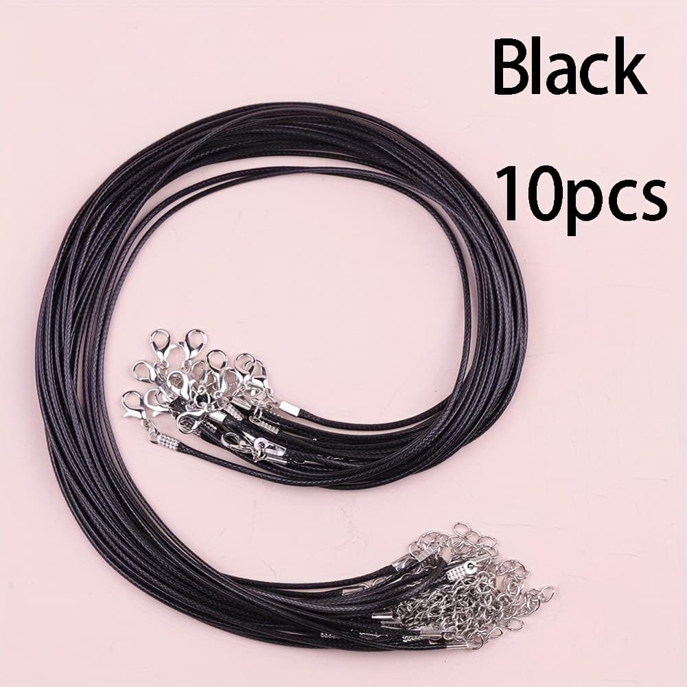 TEMU 10pcs/.5mm Cord Necklace With Clasp Adjustable Braided Rope For Jewelry Making Diy Necklace Bracelet