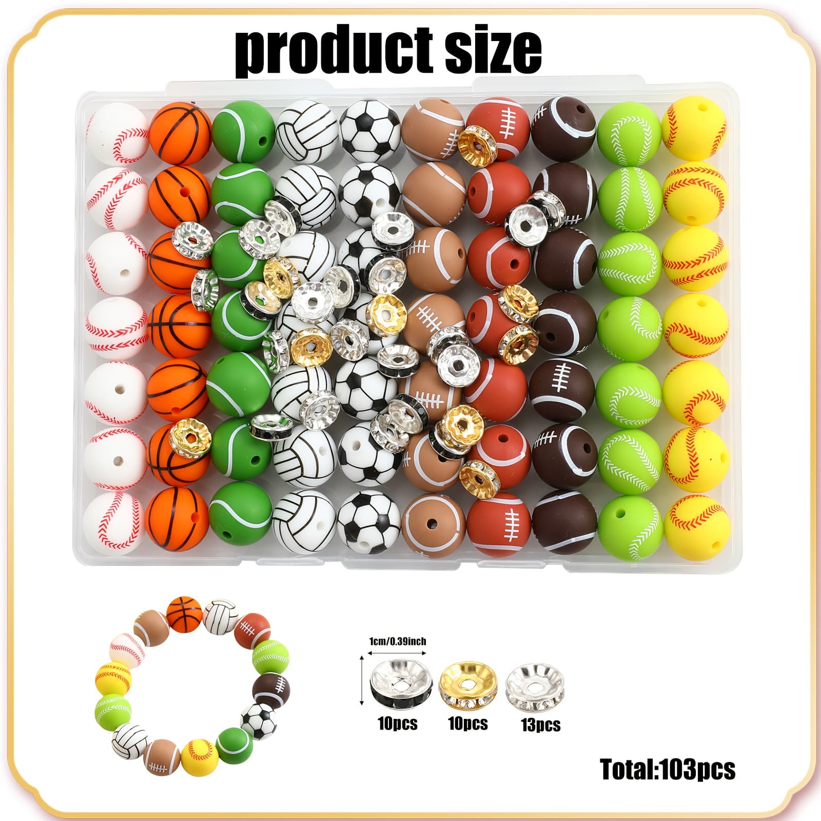 TEMU Foyotri 103pcs Silicone Bead Set For , Featuring 15mm Round Beads With Straight Holes, In Colors, Ideal For Jewelry, Bracelets, And Decorative Items, Perfect For Christmas And Halloween Gifts
