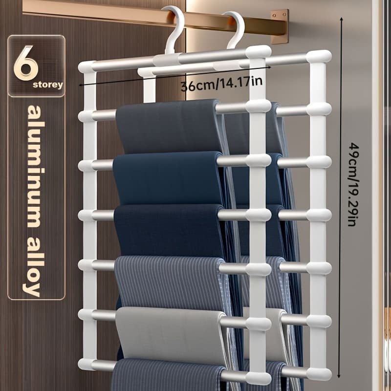 TEMU 1pc 6/8 Tier Trouser Rack For Hanging Trousers - 80% Wardrobe Space Multi-functional Scarf And Trouser Organizer