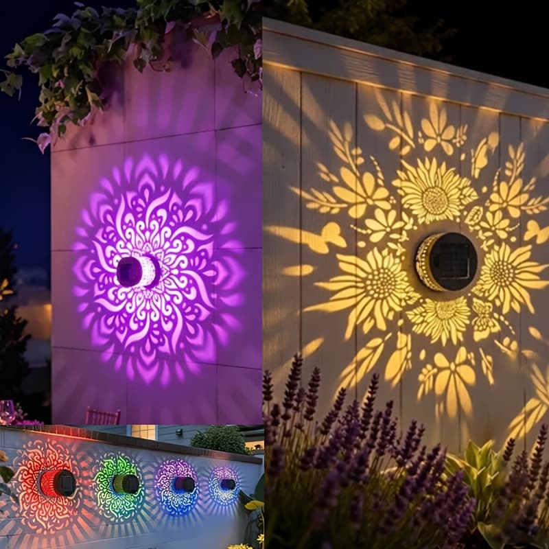 TEMU 2 Pack Solar Fence Lights Outdoor, Metal Solar Powered Step Lights Sunflower Theme, Hanging Led Decorative Lighting For Garden Patio Backyard Post Decor, Gifts For Mom