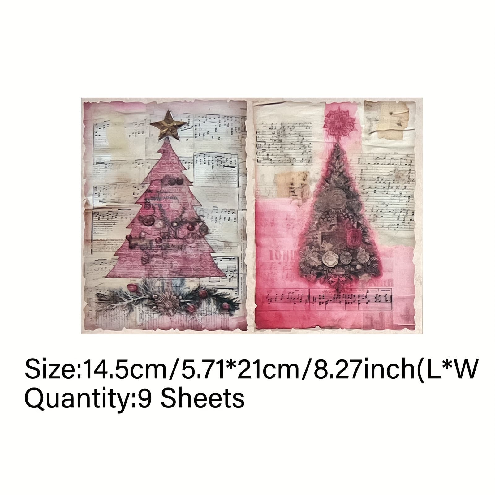 TEMU Vigus 9pcs Pink Christmas Tree Description Journal Magazine A5 Size Craft Paper