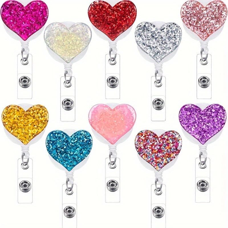 TEMU 2d 10pcs Heart Retractable Badge Reel Badge Clip Holder For Nurses Women