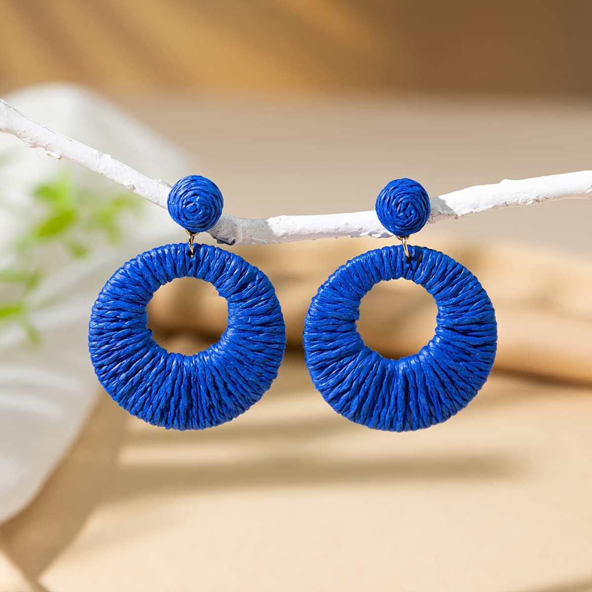 TEMU 1 Pair Seaside Vacation Bohemian Style Hand-woven Colorful Earrings Suitable For Women's Summer Seaside Vacation With Bright Floral Dresses
