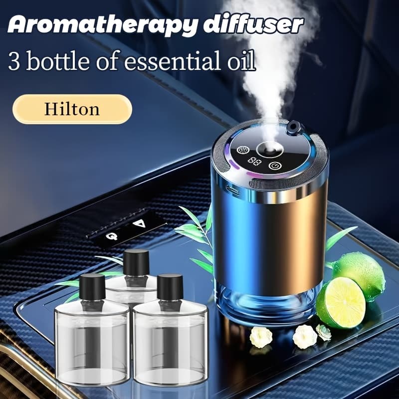TEMU [car Accessories] Upgraded Smart Car Air Diffuser With Starry Sky Projection, Adjustable Fragrance, Automatic Function, Comes With 5 Car Perfumes, For Birthday Gifts And Holiday Presents.