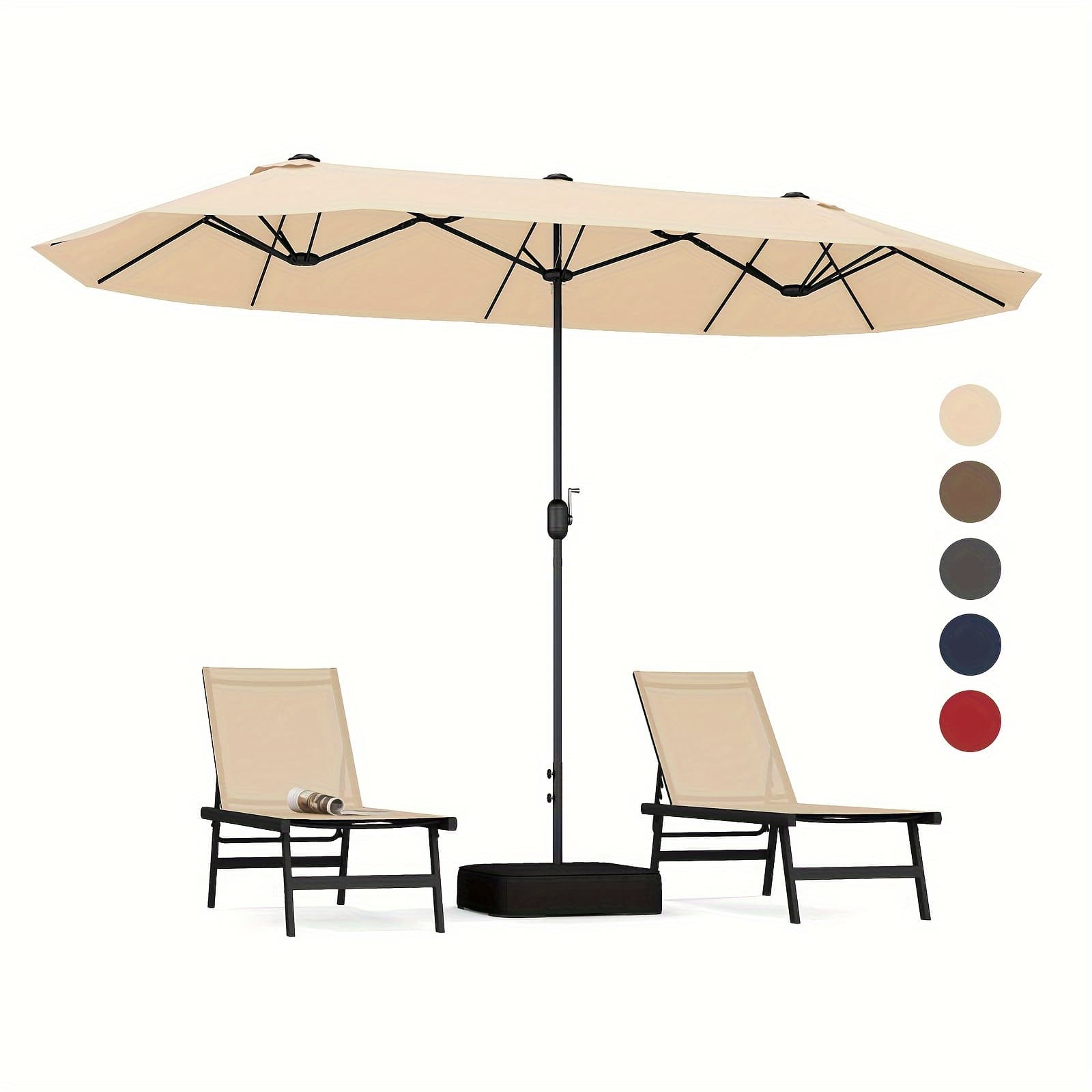 TEMU Costway 1pc, 13ft Double-sided Patio Umbrella (8ft X 13ft), Outdoor Twin Canopy With Crank Handle, Durable Umbrella Base, Safety Lock, Beige Shade, For Garden & Poolside Decor