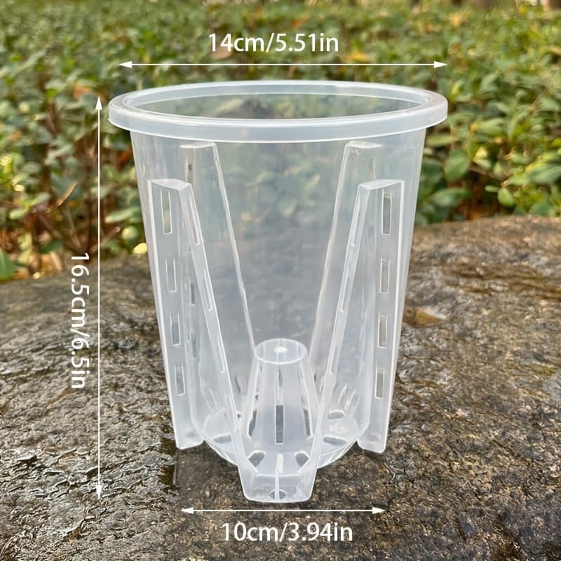 TEMU 5pcs Orchid Pots With Holes Transparent Orchid Basin Breathable Plastic Flower Pots Are Very Suitable For Outdoor And Indoor Use Gardening Gift Home Decor