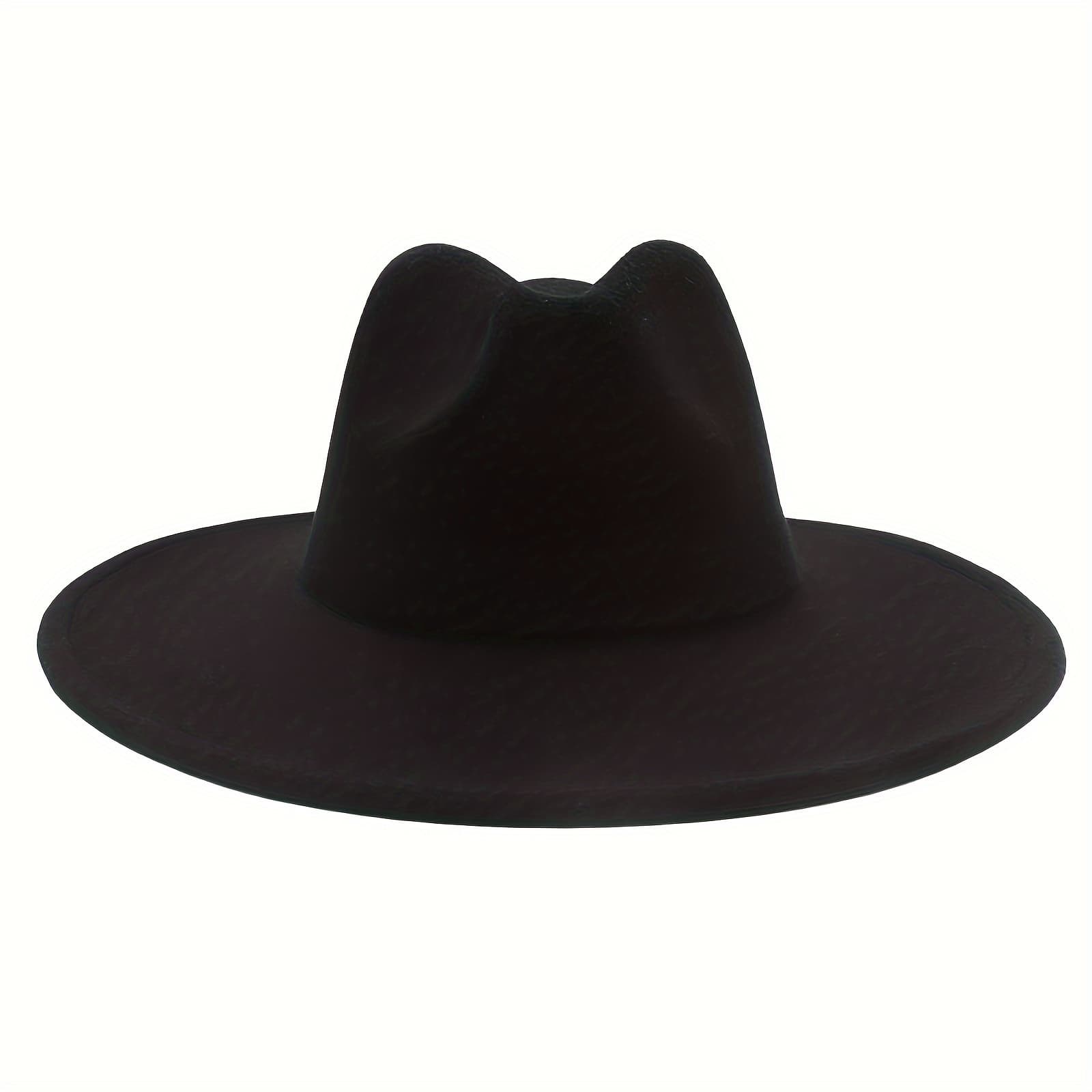 TEMU Classic Western Wide Brim Cowboy Cowgirl Felt Fedora Hat For Men Women Jazz Panama Trilby