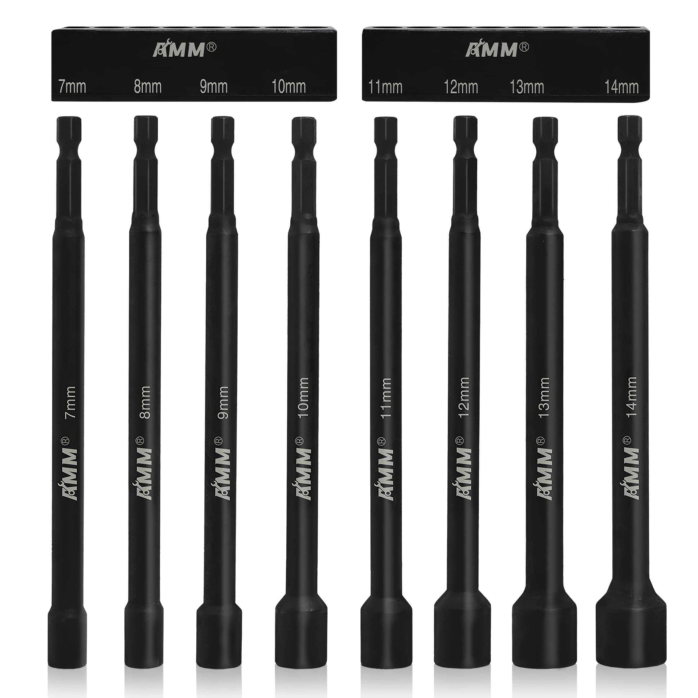 TEMU Amm 8pcs Metric Magnetic Nut Driver Set, Valentine's Day Gifts, 6 Inch Long Nut Driver Set For Impact Drill (7mm-14mm), 1/4 Inch Hex Shank, Cr-