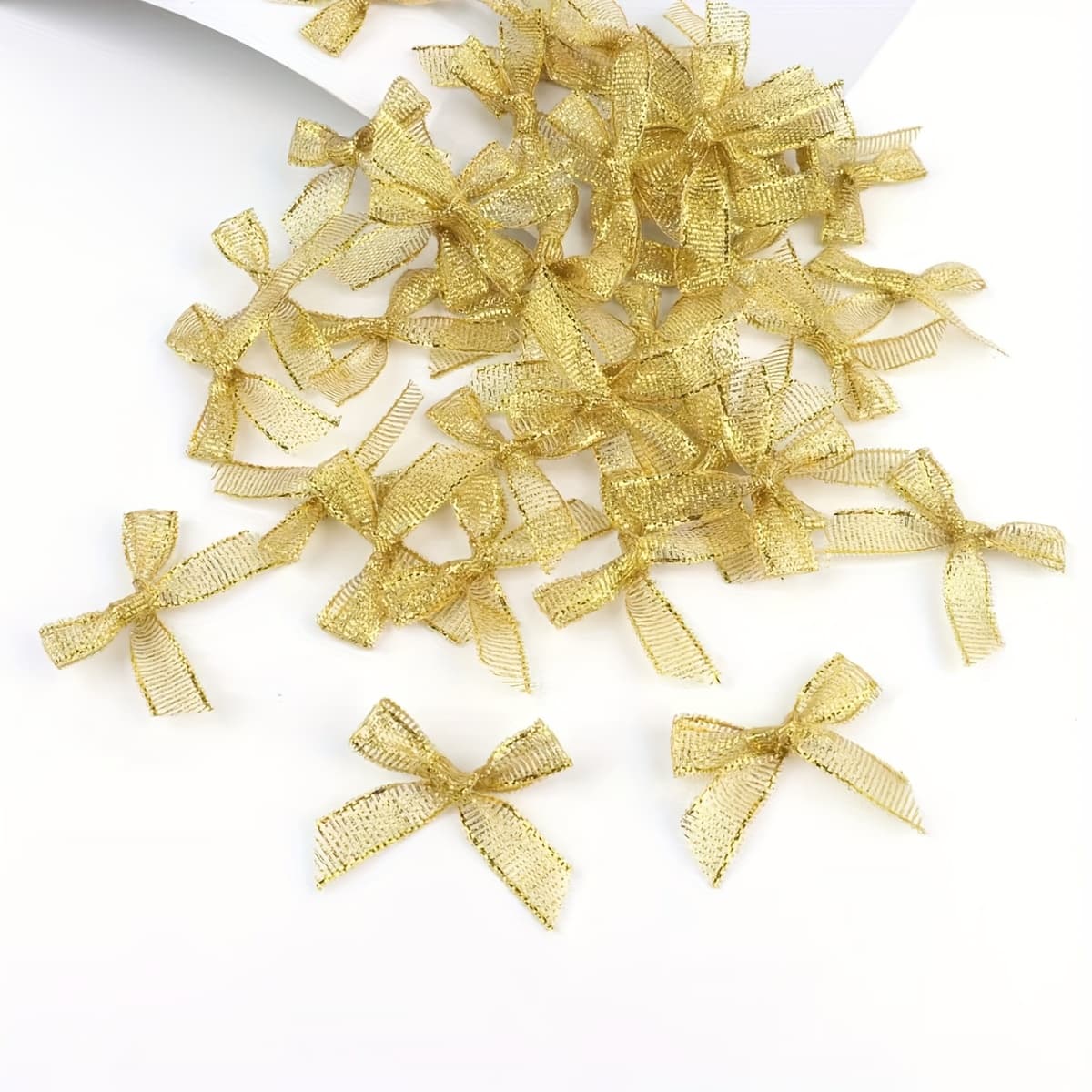 TEMU 50pcs-golden And Silvery Bowknots Suitable For Christmas Gift Decoration, Clothing Shoes Hats Home Textile Decorative Bowknots Diy